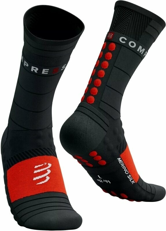Κάλτσες Τρεξίματος Compressport Pro Racing Socks Winter Run Black/High Risk Red T1 Κάλτσες Τρεξίματος