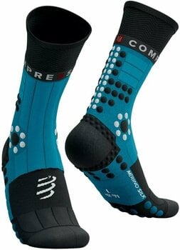 Meias de corrida Compressport Pro Racing Socks Winter Trail Mosaic Blue/Black T1 Meias de corrida - 1