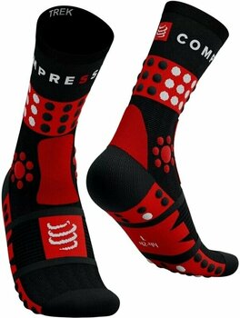 Calcetines para correr Compressport Trekking Socks Black/Red/White T1 Calcetines para correr - 1
