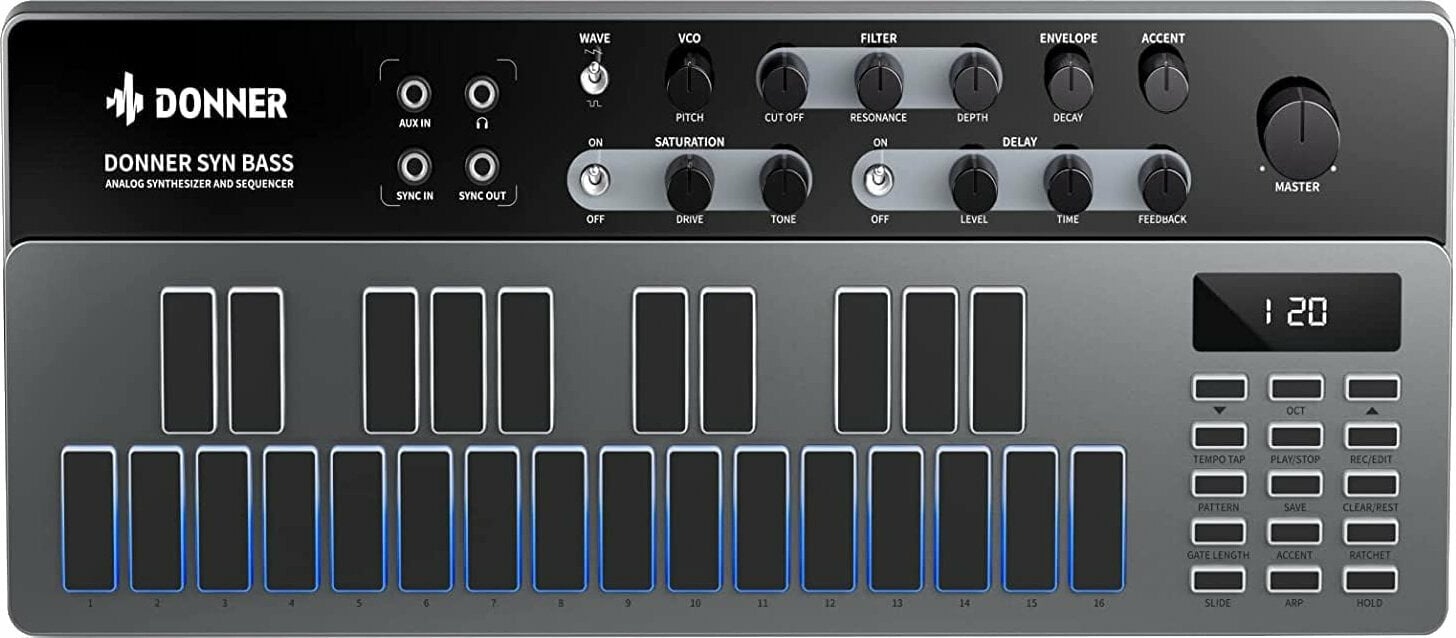 Szintetizátor Donner B1 Analog Bass Synthesizer and Sequencer