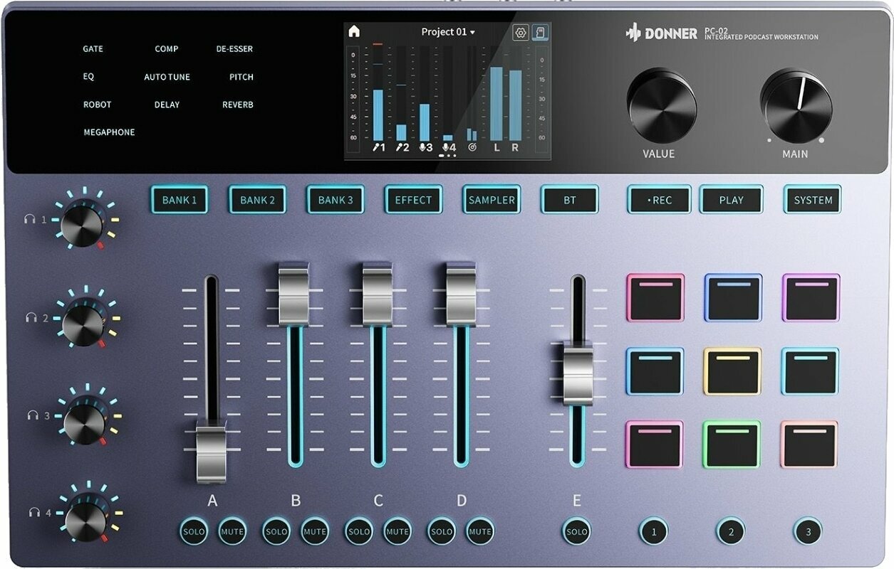 Mixer per podcast Donner Integrated Digital Console for Podcasting