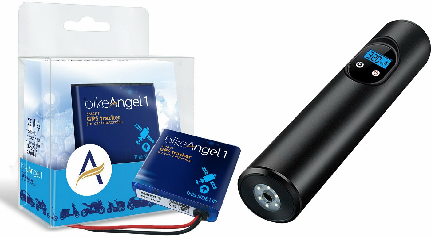 GPS Tracker / Locator bikeAngel 1-MOTO EU Smart GPS Tracker Alarm + Battery Air Pump Black SET
