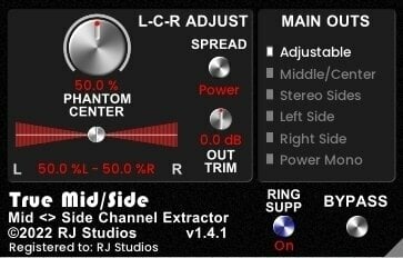 Студио софтуер Plug-In ефект Raising Jake Studios True Mid/Side (Дигитален продукт)