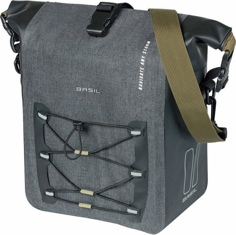 Kolesarske torbe Basil Navigator Storm MIK SIDE M Single Pannier Bag Black M 15 L
