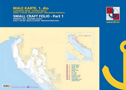 Nautisk pilotbog, nautisk søkort HHI Male Karte Jadransko More/Small Craft Folio Adriatic Sea Eastern Coast Part 1 2022 - 1