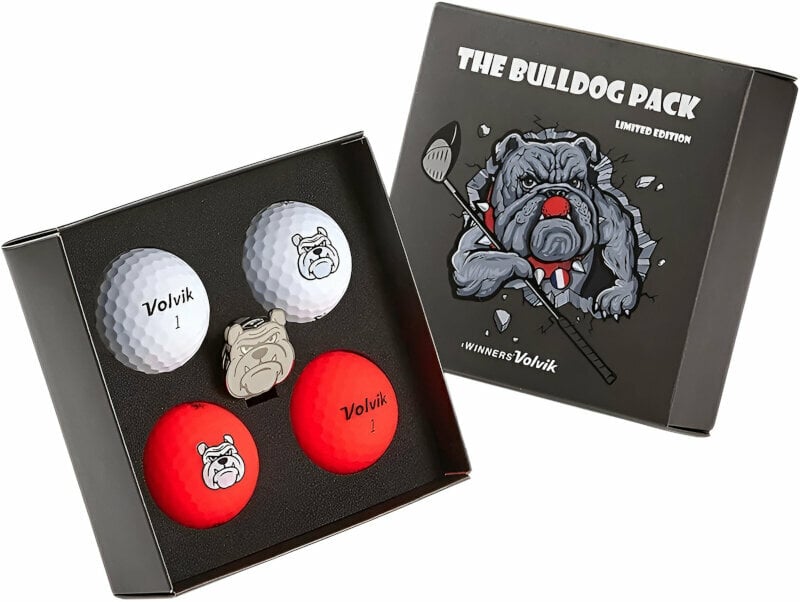 Golfball Volvik Bull Dog 4 Pack Golf Balls Plus Ball Marker