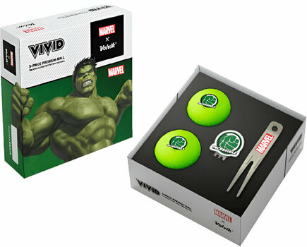 Nova loptica za golf Volvik Marvel Hulk 2 Pack Golf Balls Plus Marker and Pitchfork - 1