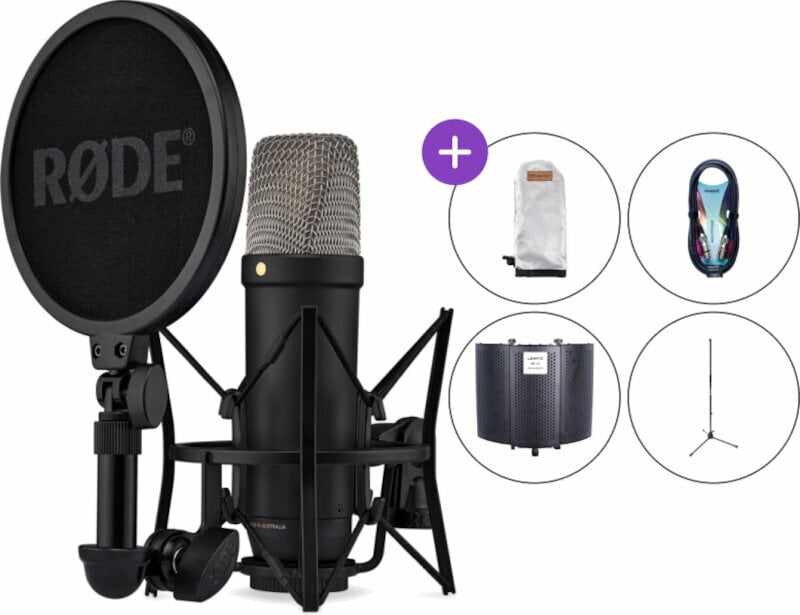 Microfono a Condensatore da Studio Rode NT1 5th Generation Black SET Microfono a Condensatore da Studio