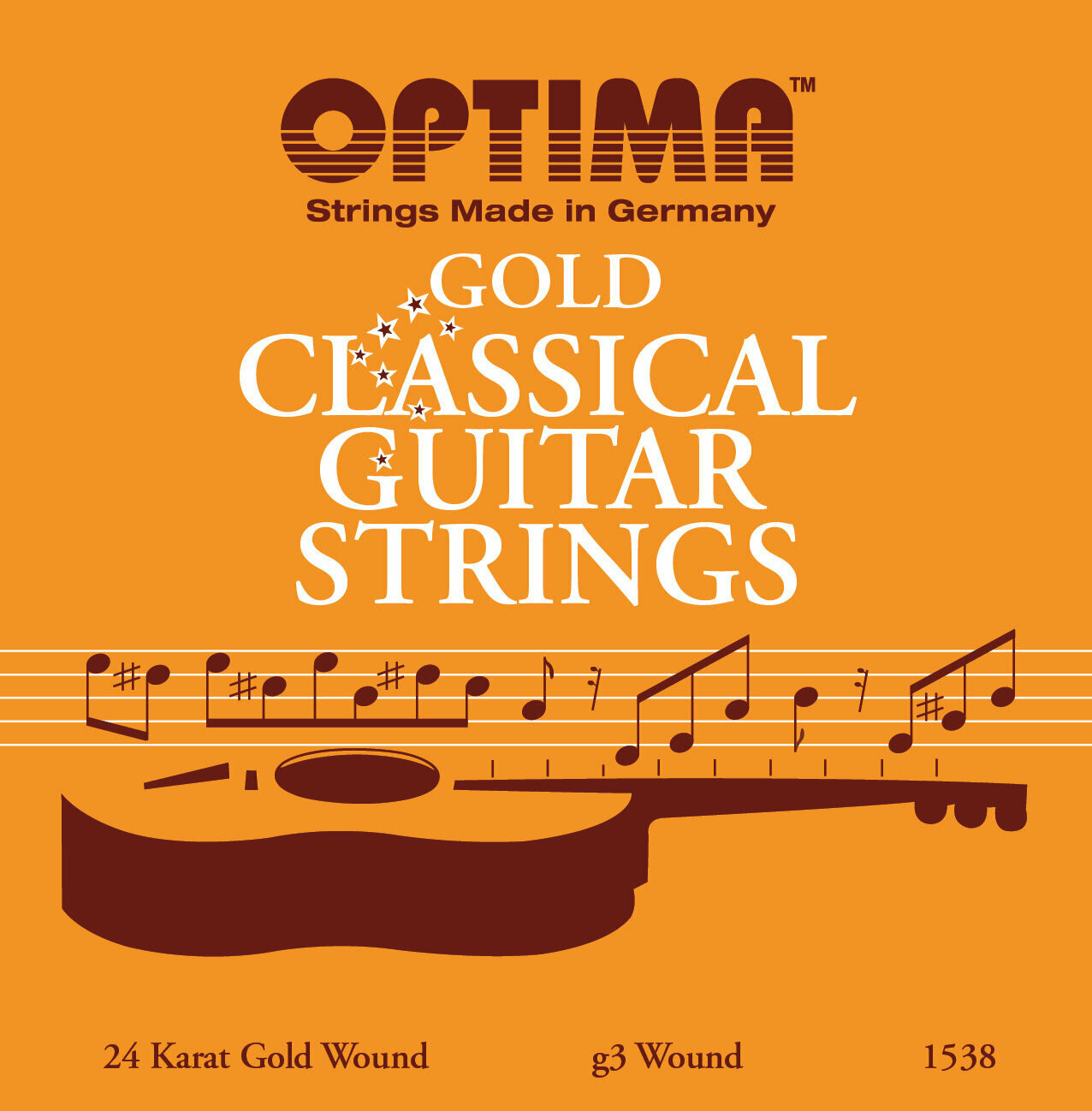 Nylon snaren voor klassieke gitaar Optima 1538 24K Gold Strings G3 Wound