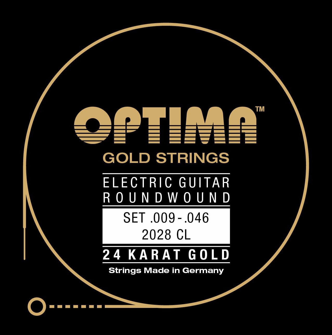 Struny pre elektrickú gitaru Optima 2028.CL 24K Gold Strings Custom Light