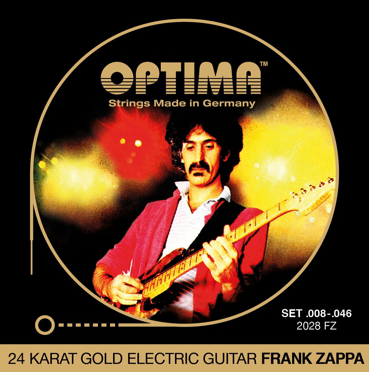 Cordas para guitarra elétrica Mi Optima 2028.FZ 24K Gold Strings Frank Zappa Signature
