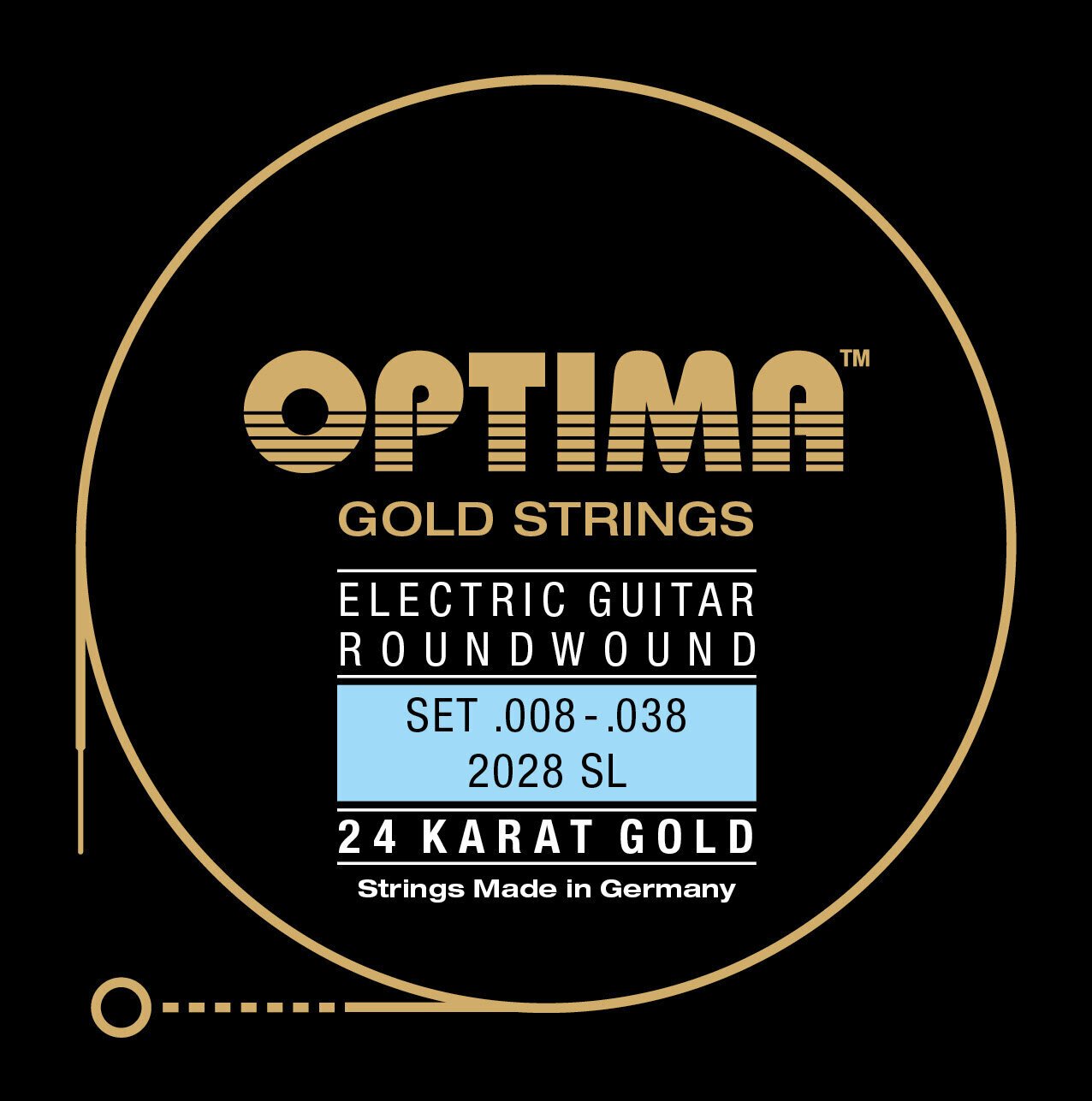 Cordes pour guitares électriques Optima 2028.SL 24K Gold Strings Super Light