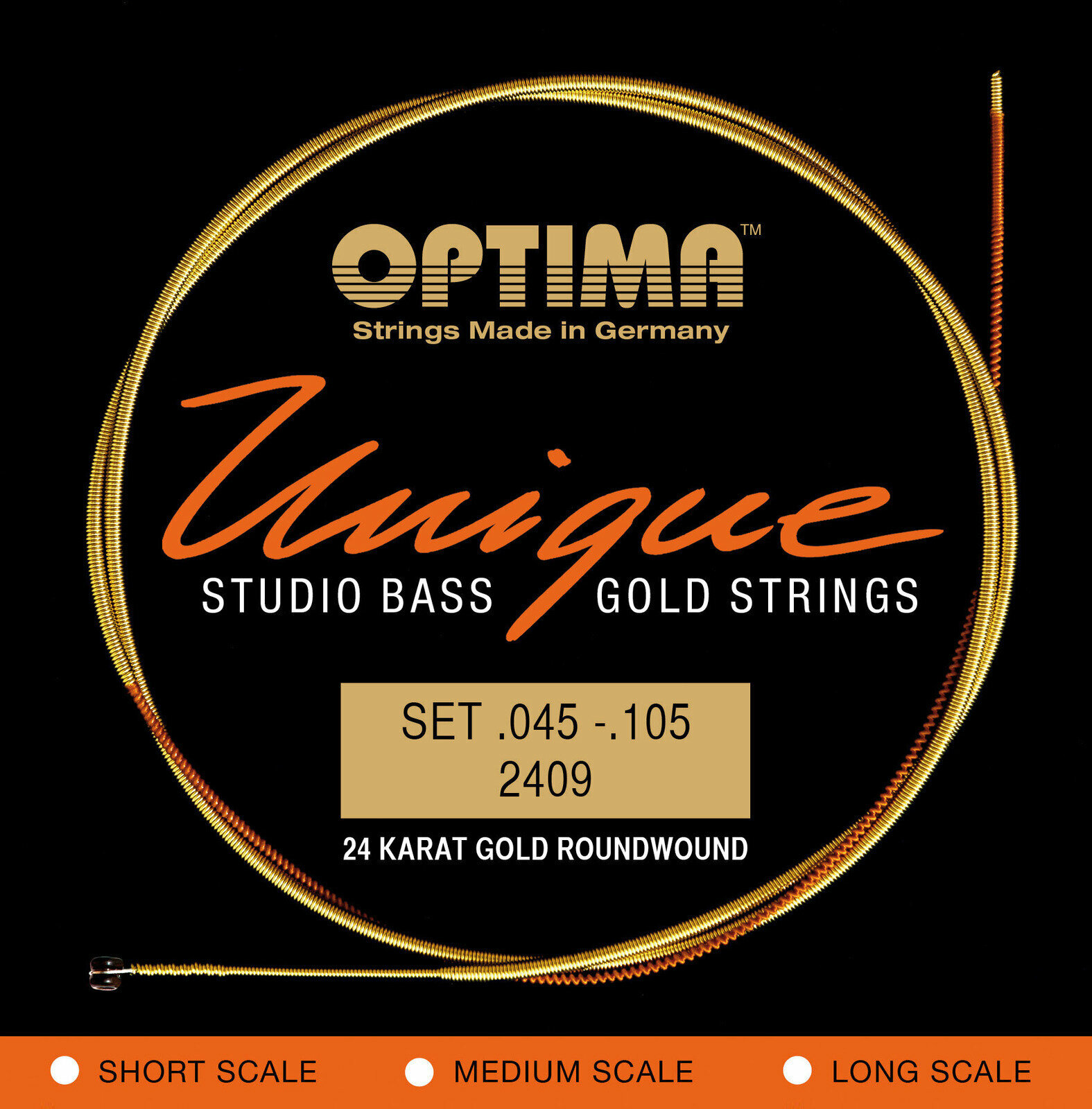 Bassguitar strings Optima 2409.L 24K Unique Gold Long Scale