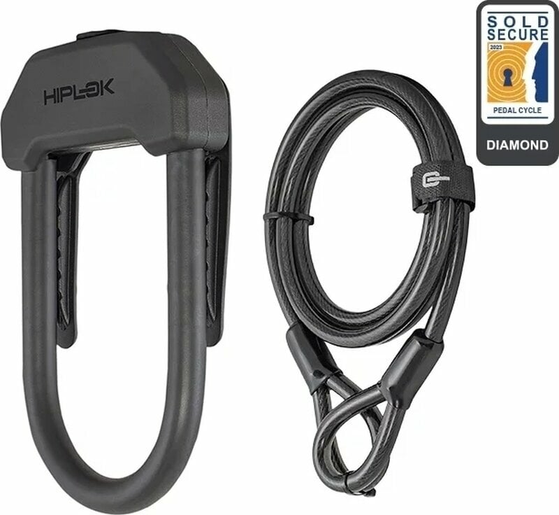Zámok na bicykel Hiplok DX Plus Weareble D Lock Black 200 cm