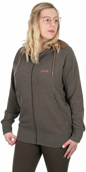 Sweatshirt Fox Sweatshirt Womens Zipped Hoodie Dusty Olive Marl/Mauve Fox L - 1