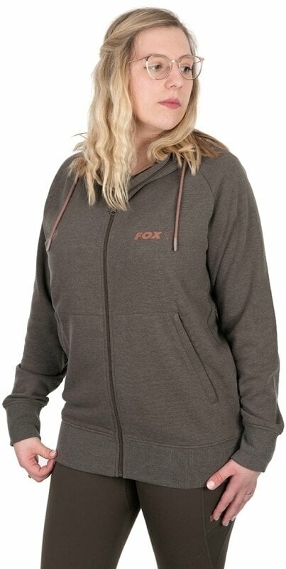 Sweatshirt Fox Sweatshirt Womens Zipped Hoodie Dusty Olive Marl/Mauve Fox M