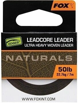Bлакно Fox Edges Naturals Leadcore Leader 50 lbs-22,7 kg 7 m Плетена линия
