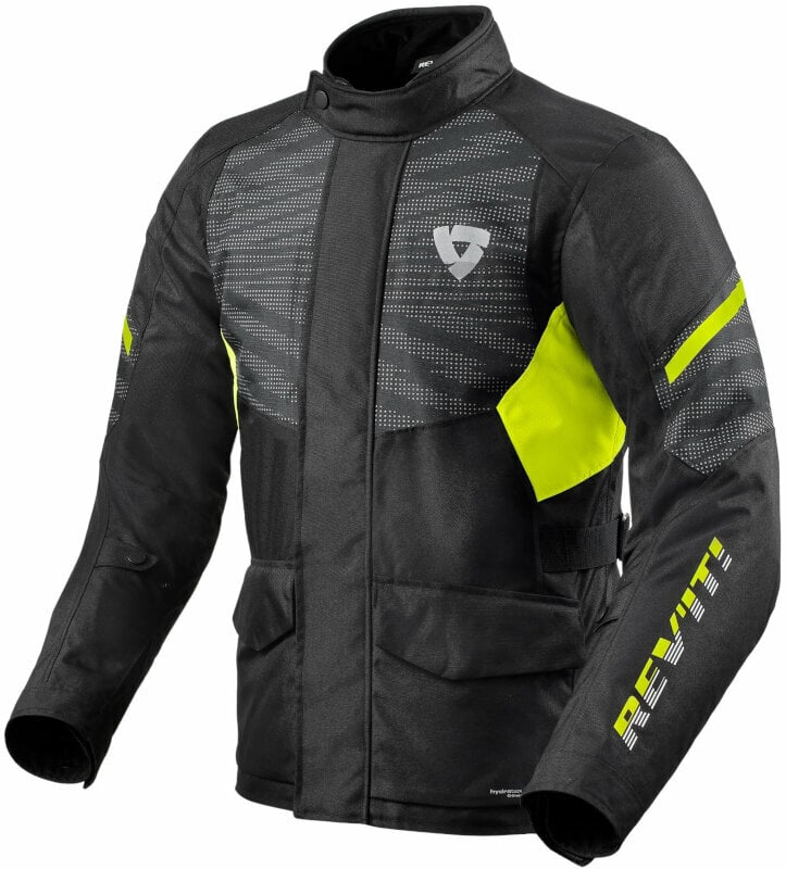 Zdjęcia - Odzież motocyklowa Duke Rev'it! Rev'it! Jacket  H2O Black/Neon Yellow L Kurtka tekstylna Black 