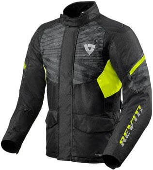 Tekstiljakke Rev'it! Jacket Duke H2O Black/Neon Yellow L Tekstiljakke - 1