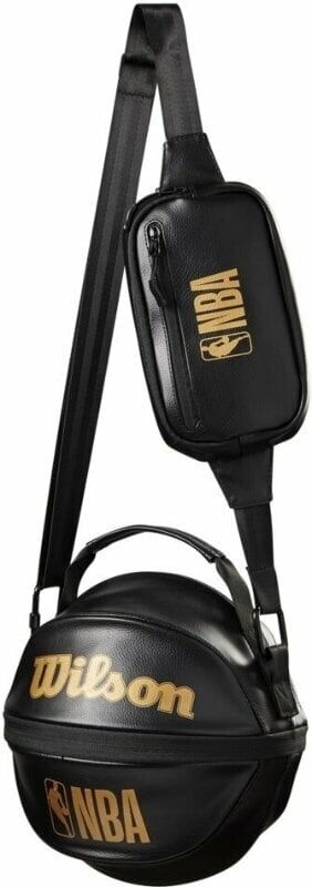 Accessori per giochi con la palla Wilson NBA 3 In 1 Basketball Carry Bag Black/Gold Borsa Accessori per giochi con la palla