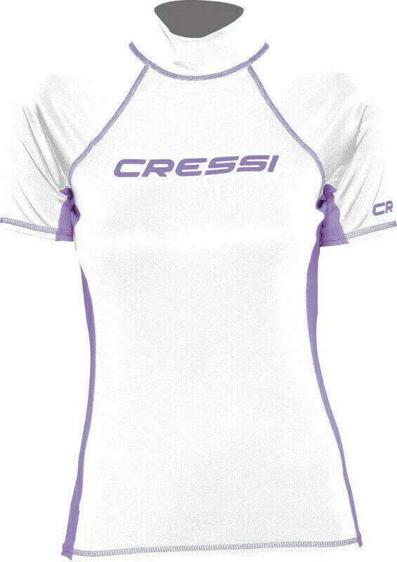 Camisa Cressi Rash Guard Lady Short Sleeve Camisa White/Lilac XS