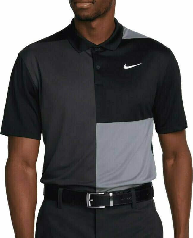Polo majice Nike Dri-Fit Victory+ Blocked Mens Polo Black/Smoke Grey/Dark Smoke Grey/White L