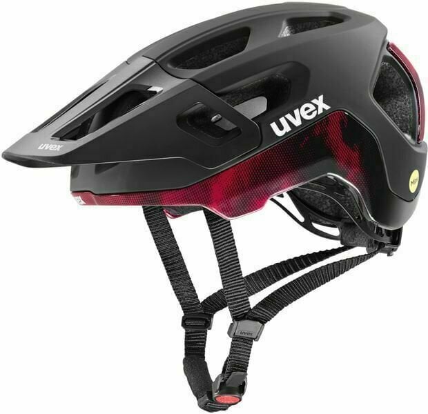 Каска за велосипед UVEX React Mips Black/Ruby Red Matt 52-56 Каска за велосипед