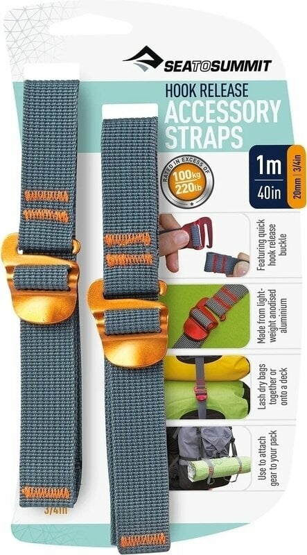 Cinghie Sea To Summit Accessory Straps with Hook Release Yellow 20mm Webbing/1m