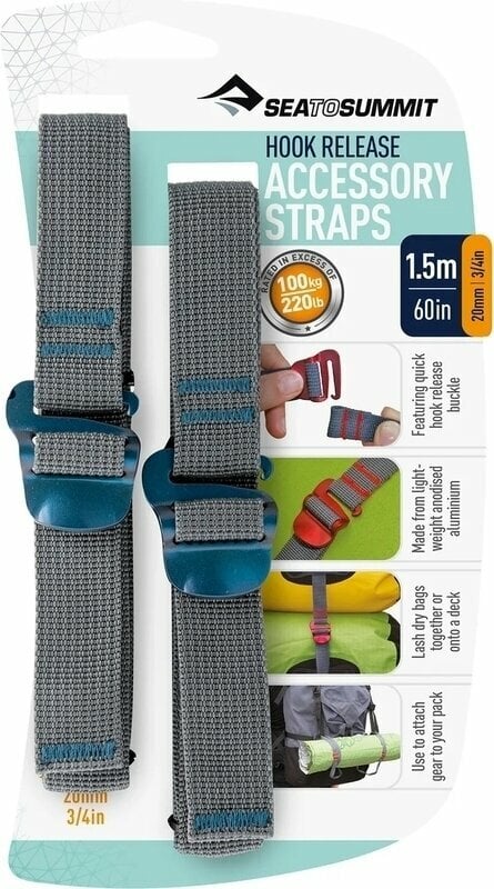 Spanngurt Sea To Summit Accessory Straps with Hook Release Blue 20mm Webbing/1,5m