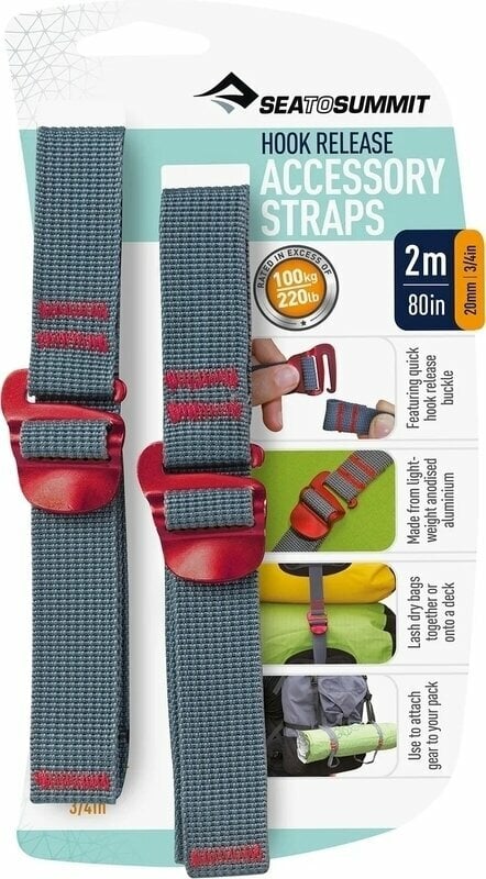 Gurtna Sea To Summit Accessory Straps with Hook Release Red 20mm Webbing/2m