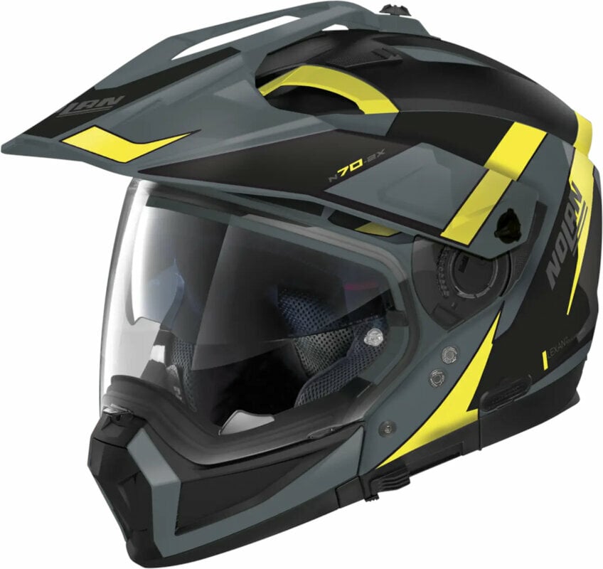 Helmet Nolan N70-2 X Skyfall N-Com Slate Grey Yellow/Black L Helmet