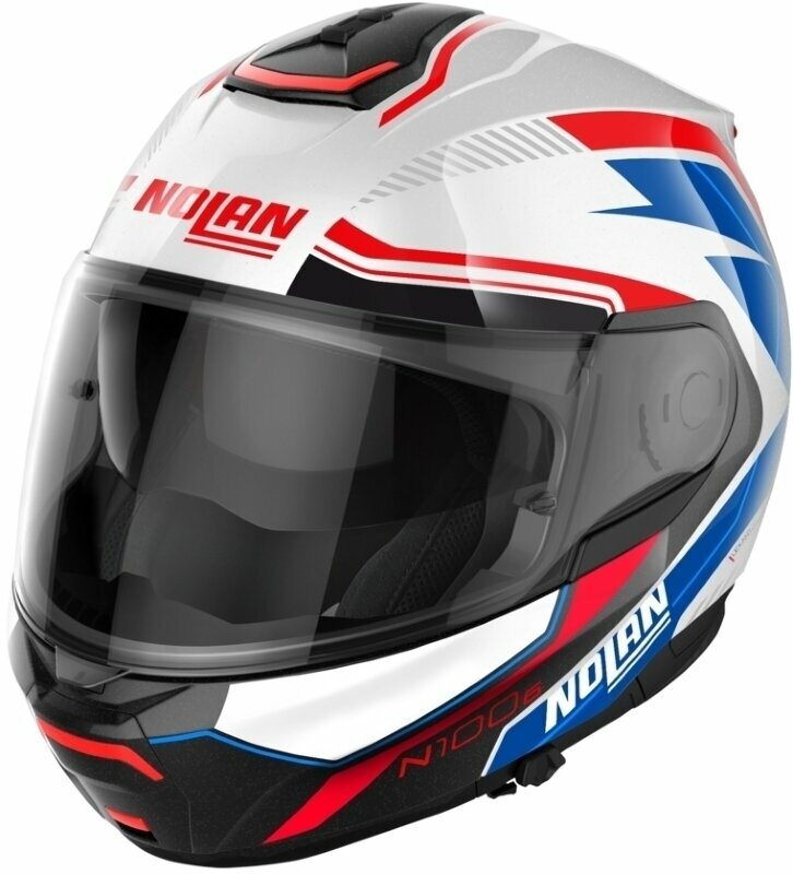 Helmet Nolan N100-6 Surveyor N-Com Metal White Blue/Red/Black XS Helmet