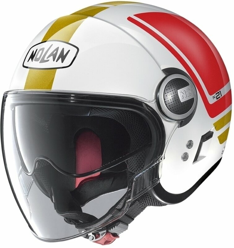 Helm Nolan N21 Visor Flybridge Metal White Gold/Red/Green XS Helm