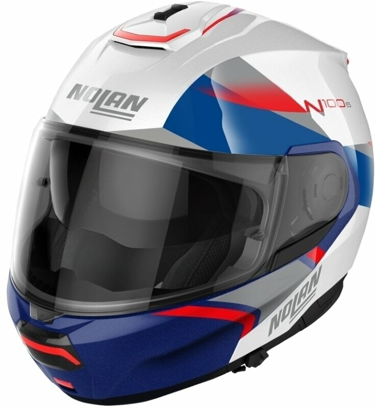 Helmet Nolan N100-6 Paloma N-Com Metal White Red/Silver/Blue XS Helmet