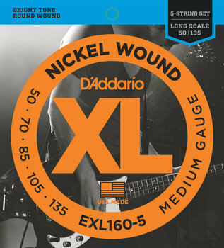 Struny pre 5-strunovú basgitaru D'Addario EXL160-5 - 1