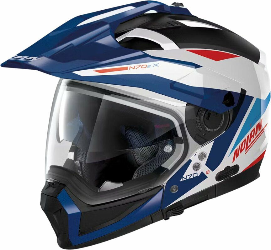 Helm Nolan N70-2 X Stunner N-Com Metal White Blue/Red M Helm