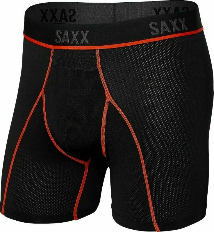 Träningsunderkläder SAXX Kinetic Boxer Brief Black/Vermillion 2XL Träningsunderkläder