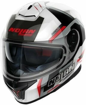 Casque Nolan N80-8 Wanted N-Com Metal White Red/Black/Silver S Casque - 1