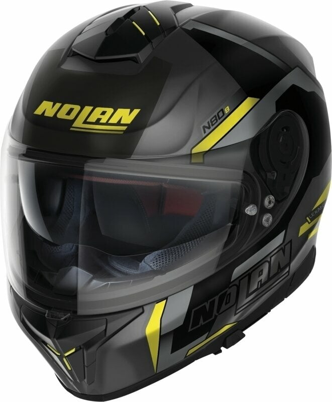Helmet Nolan N80-8 Wanted N-Com Flat Lava Grey Black/Yellow S Helmet