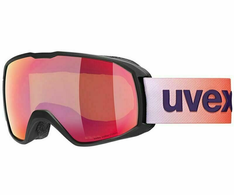 Gafas de esquí UVEX Xcitd Black Mat Mirror Scarlet/CV Green Gafas de esquí
