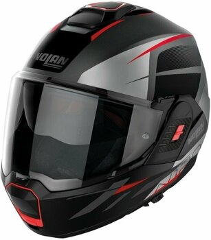 Helmet Nolan N120-1 Nightlife N-Com Flat Lava Grey Red/Silver/Black M Helmet - 1