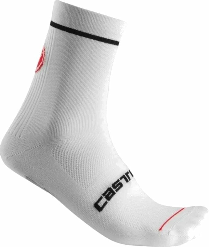 Meias de ciclismo Castelli Entrata 9 Sock White 2XL Meias de ciclismo
