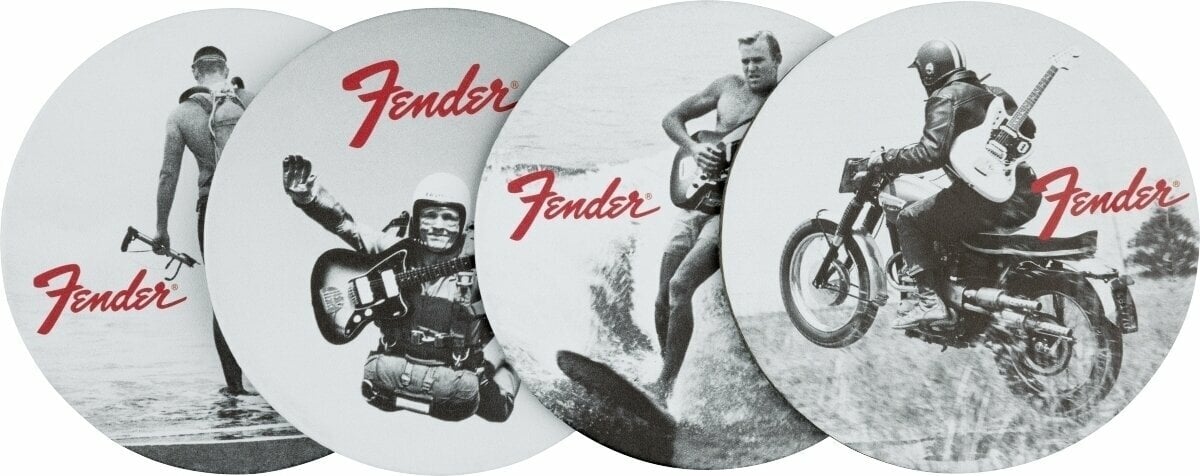 Fender Vintage Ads 4-Pk Coaster Set Black and White