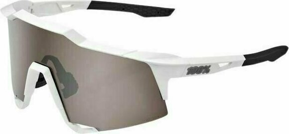 Cycling Glasses 100% Speedcraft Matte White/HiPER Silver Mirror Lens Cycling Glasses - 1