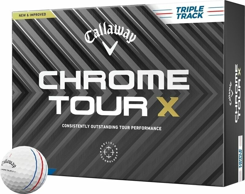 Palle da golf Callaway Chrome Tour X White Golf Balls Triple Track