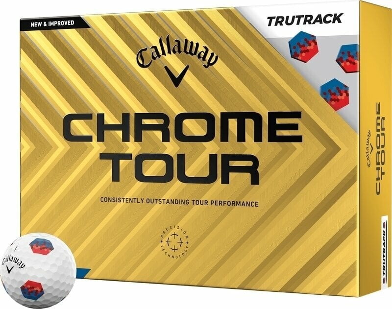 Μπάλες Γκολφ Callaway Chrome Tour White Golf Balls Red/Blue TruTrack