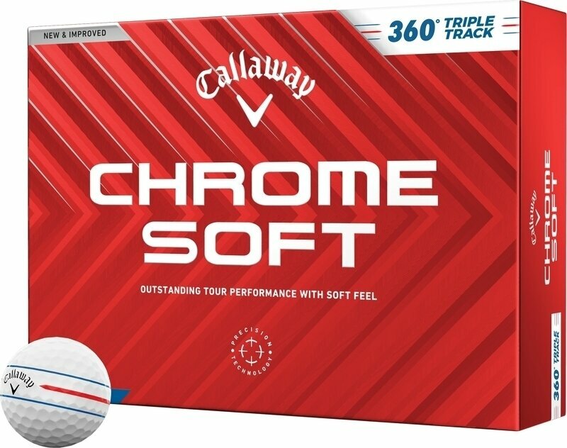 Нова топка за голф Callaway Chrome Soft 2024 White Golf Balls 360 Triple Track