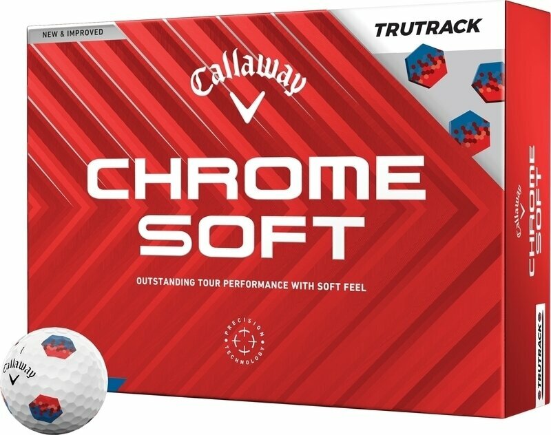 Piłka golfowa Callaway Chrome Soft 2024 White Golf Balls Red/Blue TruTrack