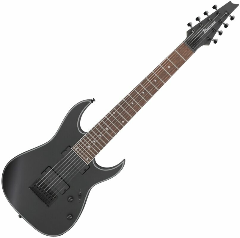 8-snarige elektrische gitaar Ibanez RG8EX-BKF Black Flat