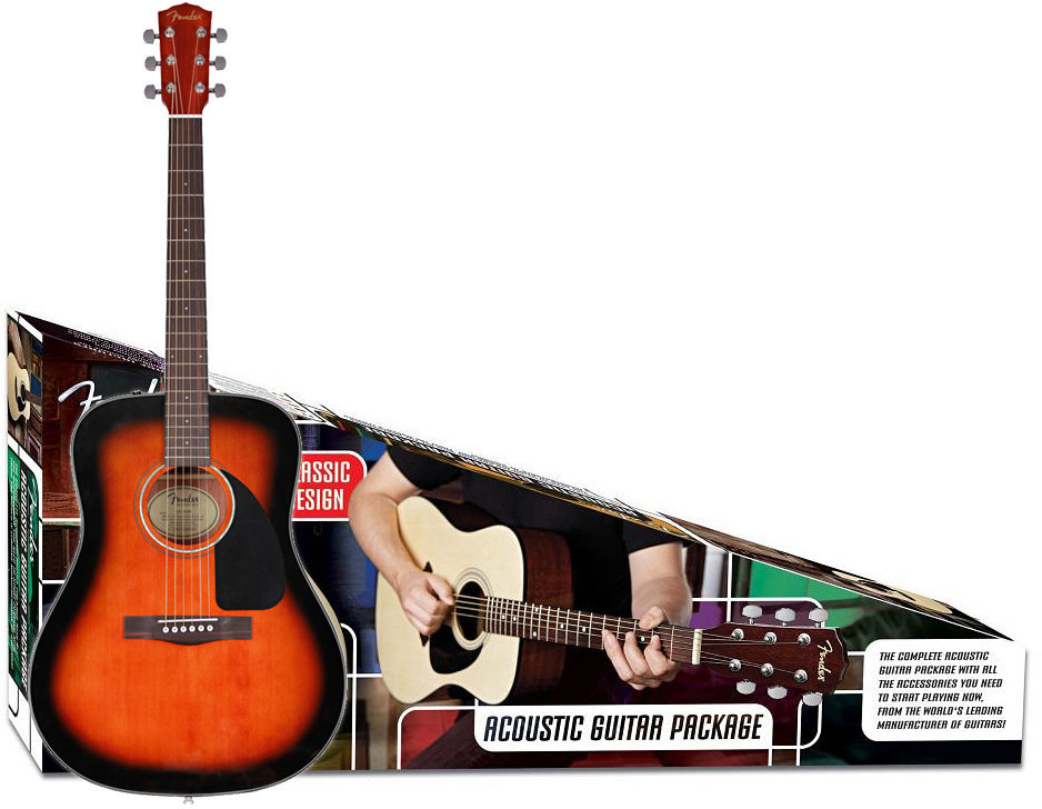 Conjunto de guitarra acústica Fender CD-60 Pack Sunburst